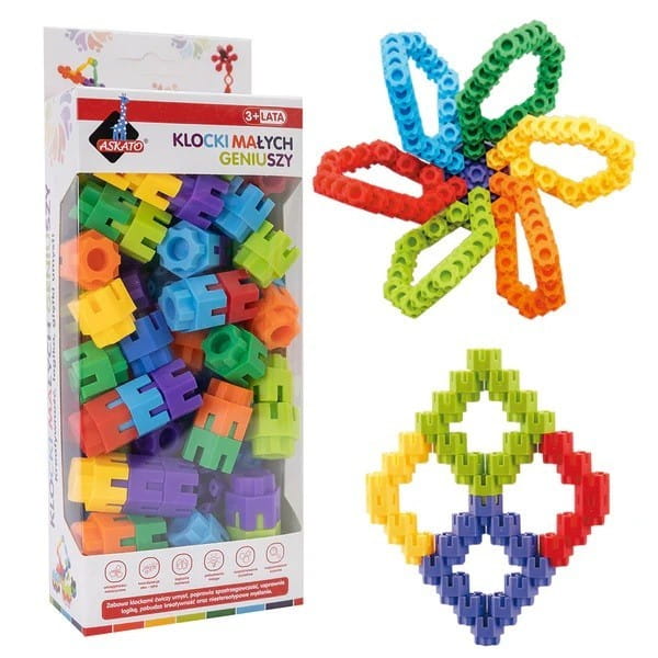 ASKATO Klocki Małych Geniuszy Śrubki 65 elementów